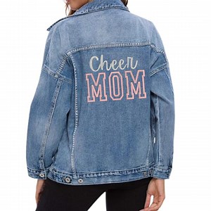Custom Cheer Mom Denim Jacket: Rhinestone Embellished - Etsy