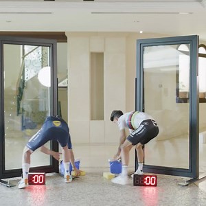 29K views · 30 reactions | Who’s the best French window cleaner in the team? We challenged Julian Alaphilippe and Rémi Cavagna to an epic window-washing duel! | Deceuninck | Facebook