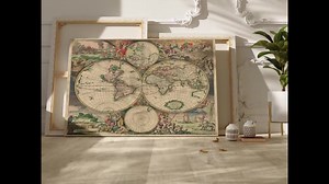 Antique World Map Canvas Art: Historical Atlas, Vintage Navigation - Etsy