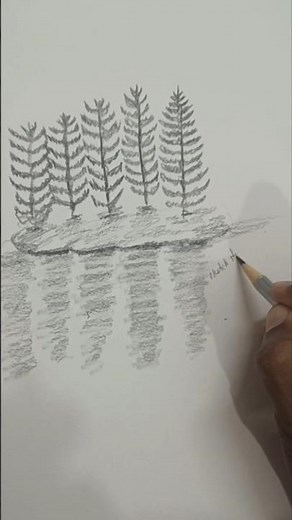 Easy Pine Tree Landscape Sketch for Beginners 🌲✏️