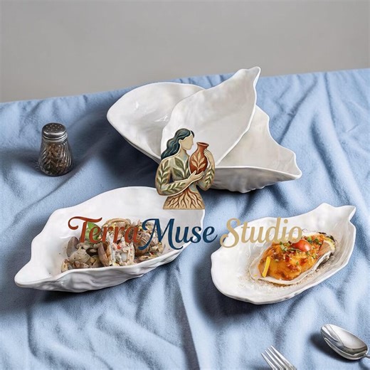 Luxury Ceramic Oyster Shell Plate Handcrafted Modern Seafood Serving Dish Elegant Coastal Tableware - Etsy