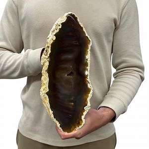 Large Agate Slab | Slice - Thick W/ Metal Stand - Natural Brown Color 5” | Polished Quartz Crystal - Etsy