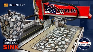 Watch the JAVELIN and SlabVision tackle Infinity Surfaces’ Cammeo porcelain to create a fully wrapped, integrated sink - complete with plenty of porcelain cutting tips along the way. #cutthispolishthat | Park Industries