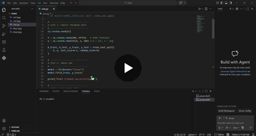 🚀 Project Task 03: Cats vs Dogs Image Classification using SVM Implemented a Support Vector Machine (SVM)–based image classification system to distinguish between cat and dog images. The project… | Bitra Sai Bharathi