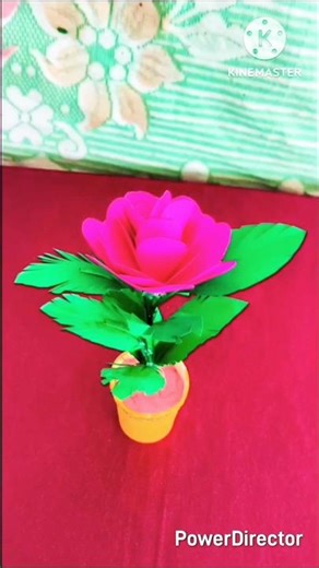 how to make a mini paper flower pot -very easy craft idea #youtubeshorts #flowerpot #handcraft .