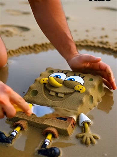 Time Lapse Spongebob Sand Sculpture is Cool #timelapse #sandsculpture #sandsculptureart #spongebobchallenge