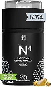 HPN N(4) Icelandic Omega-3 Fish Oil, 3,000 mg DHA & EPA | Increase Muscle Growth, Joint, and Brain Health | No Heavy Metals or Toxins | 60 Softgel Capsules