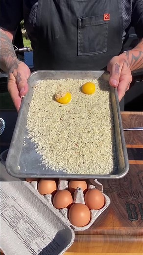 Deep fried egg yolk #kendrickbbq #deepfried #eggyolk #eggs #panko #deepfry #avocado