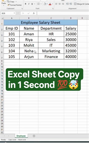 “Hidden Excel Shortcut: Instant Sheet Copy #shortsfeed #shortvideo #excel
