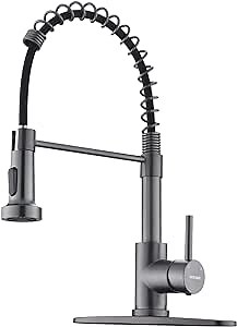 WEWE Black Stainless Kitchen Faucet, Faucet for Kitchen Sink with Pull Down Sprayer Gray Matte Gun Black Kitchen Faucet with Deck Plate Stainless Steel Farmhouse Commercial Single Handle Sink Faucet - Amazon.com