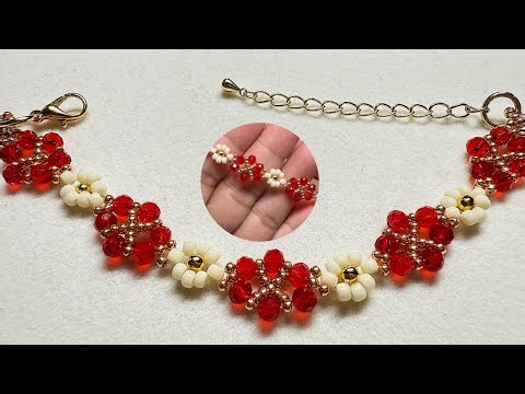 Beading Tutorial//How to make Beaded Bracelet With Seed Beads & Crystal Beads
