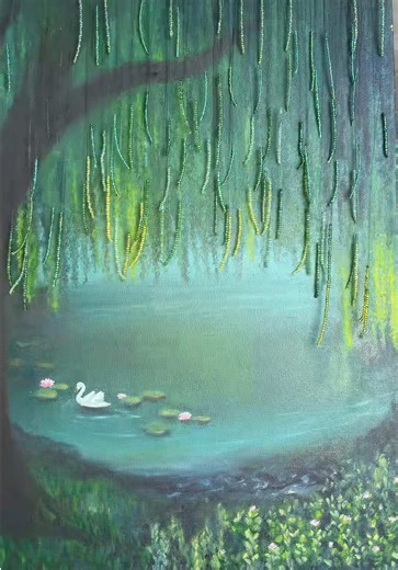 This might have just become my most prized painting 🤍 I will be posting this at least ten more times so just be aware of that 🙈 #creative #beads #stunning #fyp #art