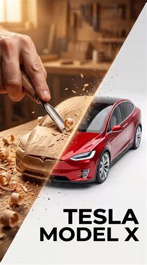 Watch This Tesla Model X Come to Life from a Block of Wood — Incredible ASMR Craftsmanship #shorts
