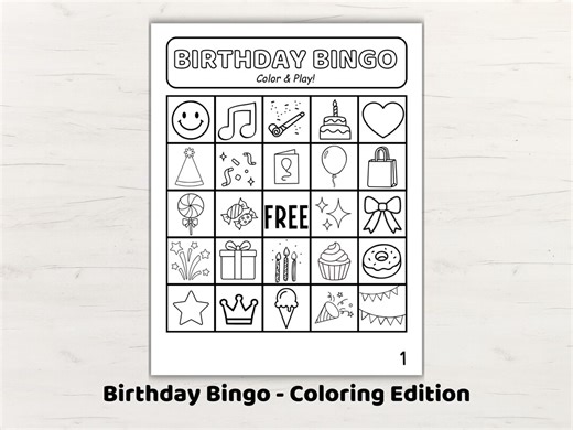 Birthday Bingo Game for Kids. Printable Birthday Party Activity. Coloring Bingo Cards. Instant Download Party Game - Etsy