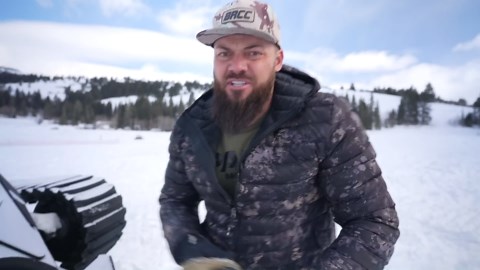 Cleetus attempts the big jump in extreme snow conditions