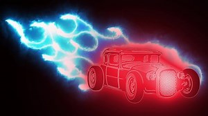 Retro muscle car laser animation