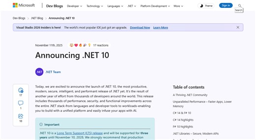 Microsoft、.NET 10をリリース —— Visual Studio 2026も一般提供開始 | gihyo.jp