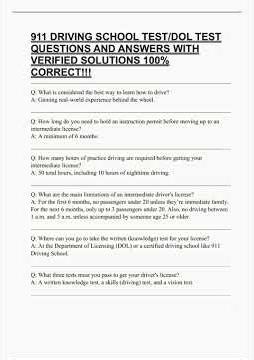 911 DRIVING SCHOOL TESTDOL TEST QUESTIONS AND ANSWERS WITH VERIFIED SOLUTIONS 100 CORRECT video
