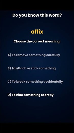 Do you know the meaning of affix | Improve Your Vocabulary #shorts #english #learnenglish