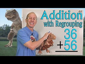 Adding 2-Digit Numbers With Regrouping | Double-Digit Addition with Dinosaurs