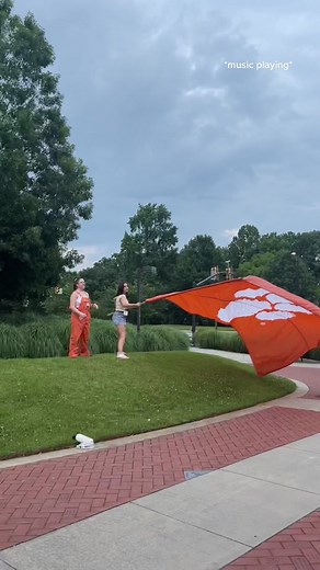 Do you think you could wave the Tiger Paw flag on the football field? 🤔 #clemson