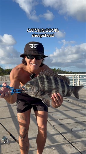 I told you we’ll make it happen🤝 #catchandcook #sheepshead #pierfishing