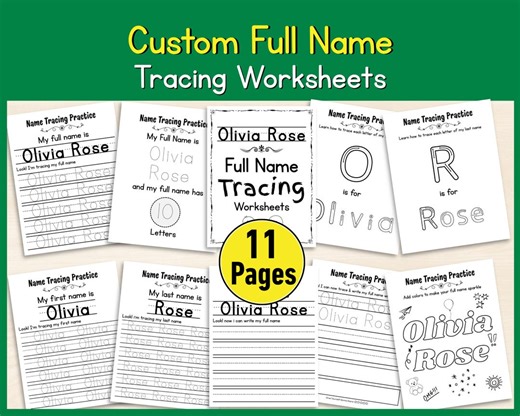 Custom Full Name Tracing Worksheet for Preschool | Personalized Handwriting Practice PDF - Etsy