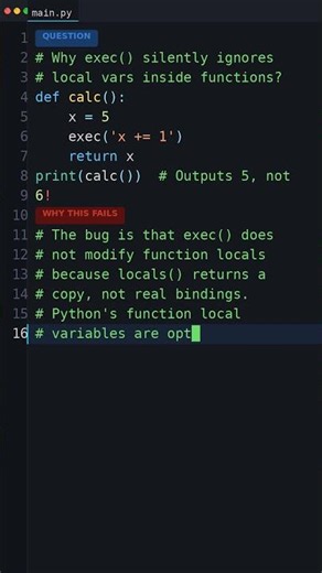 Your Python Is Too Slow: Why exec() silently ignores local vars inside functions?
