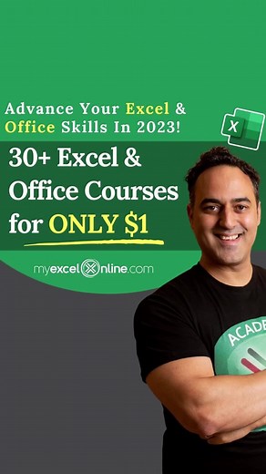 ✍🏼 SIGN UP TO THE ACADEMY FOR JUST $1 💚⁣ ⁣⁣ We have opened the doors to our Academy Excel Online course and you can get access to all our Microsoft Excel & Office courses for ONLY $1...⁣⁣ ⁣⁣ 👉 [ONLY $1] JOIN NOW! Link below!⁣⁣ P.S. With the Academy online course you get access to the following when you join today for only $1:⁣⁣ ⁣⁣ ✔ 20 Excel Beginners, Intermediate & Advanced Courses covering ALL Excel Features (including...Formulas, Macros, VBA, Pivot Tables, Power Query, Power Pivot, Power 
