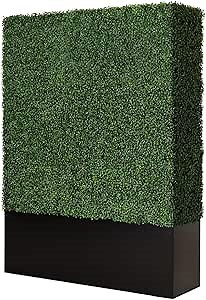 Artificial Boxwood Hedge Wall,Greenery Fake Faux Grass Backdrop Divider with Black Steel Planter Box,Outdoor Privacy Panels for Patio,Balcony,Restaurant,Garden,Party Décor 48" WX64 HX14 D