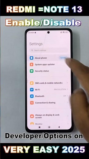 How to Open Developer, Options on/ Redmi Note 13 Miui 14, Enable/Disable, Without Pc 2025 ✅