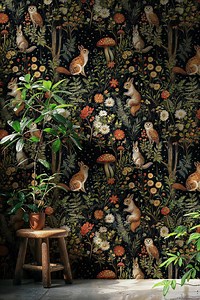Dark Fairy Forest Wallpaper: Whimsical Mushroom Mural (peel and Stick) - Etsy