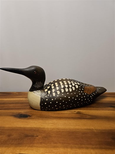 Large Hard to Find Color - Carved & Painted Common Loon - Natural Wood Carved - 13"l X 5"h - Artist Signed - Elsie Soule 1987 Decoy Shop - Etsy