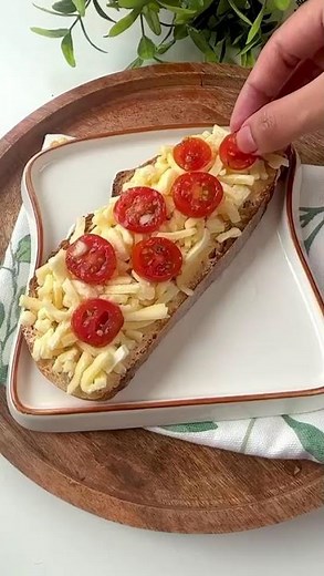 Gourmet Cheese Toast with Marinated Cherry Tomatoes 🍞🧀🍅#shorts