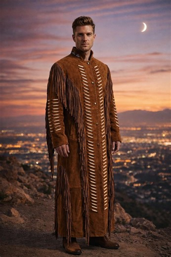 Handmade Suede Fringe Duster Coat | Western Cowboy Style - Etsy