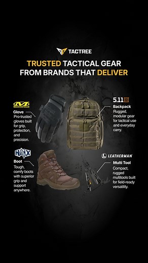 5.6K views | Built for tactical reliability, ready for your everyday. Shop gloves, boots, bags and tools from brands like Mechanix, HAIX, 5.11 and Leatherman - serious gear for serious missions. | TacTree | Facebook