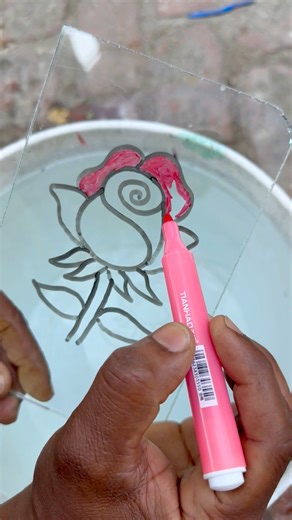 How to draw a rose 🌹 on glass step by step for beginners | AP Drawing
