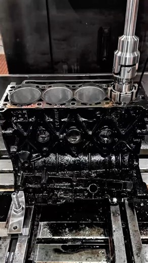 Engine Cylinder Boring Work Tool on Precision Engine Block #worktool