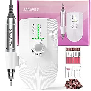 NAILGIRLS Rechargeable Nail Drill 35000RPM, Portable Electric Nail File Machine, Cordless Nail E File for Acrylic Gel Nails, Manicure Pedicure Polishing Shape Tools for Home and Salon Use (T18-1)