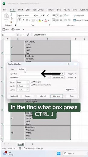 How to quickly remove line breaks in Excel. 🤓 #excel #exceltips #tutorial #spreadsheet