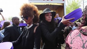 Musician Larry Graham speaks of Prince outside his Memorial