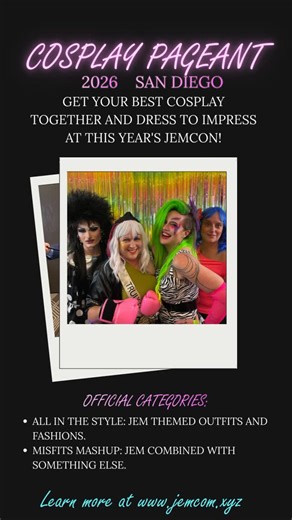 JemCon on Instagram: "🎤👑 MAJOR ANNOUNCEMENT 👑🎤 This year’s JemCon is bringing you a full-blown COSPLAY PAGEANT — and yes, there will be crowns, sashes, and celebrity judges including Samantha Newark, Britta Phillips, and more. Two categories. One unforgettable night. Saturday, September 13th. Are you ready to be Truly Truly Truly Outrageous? Entries open NOW 💖✨ Details: On our website or comment COSPLAY and we’ll DM you the link! #JemCon2026 #CosplayPageant #TrulyOutrageous #JemAndTheHologr