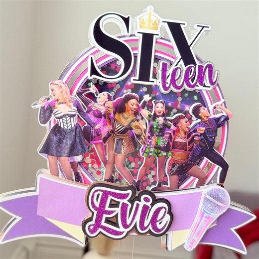 Six the Musical Inspired Cake Topper, Sweet 16 Birthday Topper, Broadway Musical Party Decor, Personalized Name Age Topper - Etsy