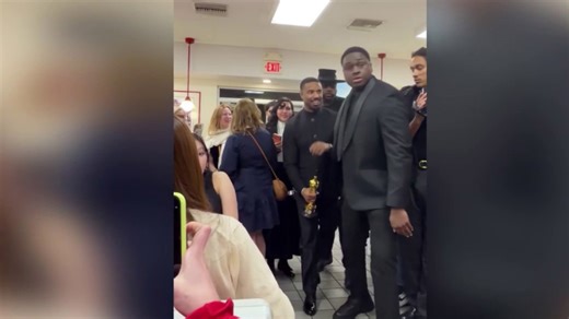 Michael B Jordan celebrates Oscar win at In-N-Out