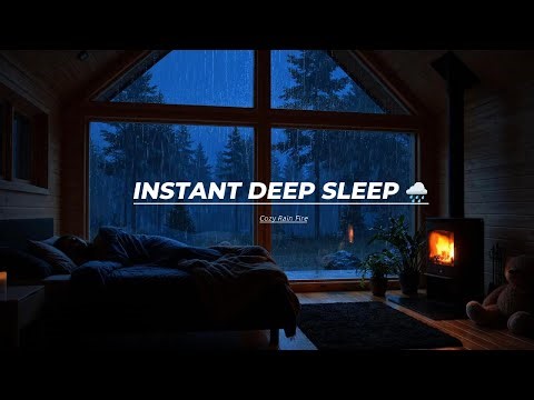 Peaceful Rain Outside a Cozy Cabin 🌧️ Fireplace Ambience for Perfect Sleep