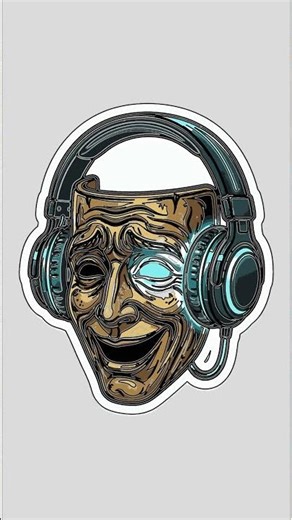 How to Draw a Glowing Cyber Mask with Headphones - Step-by-Step