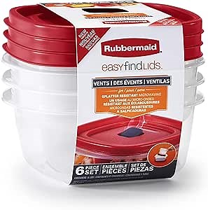 Rubbermaid EasyFindLids Food Storage and Organization Containers, 3-Pack, Racer Red, BPA-Free, Microwave & Dishwasher Safe