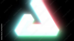 Seamless slow looping RGB analog red, green blue triangle glowing prisim animation, split colours retro 80s feel, background loop texture