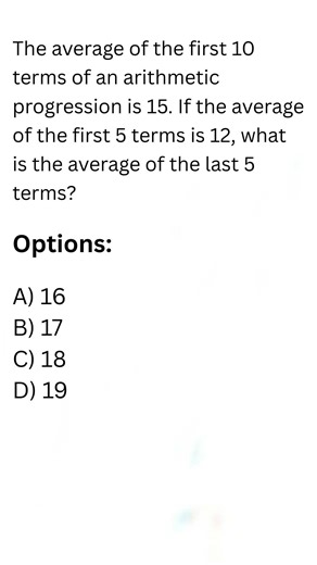 AMC 10 Sequences MCQ – Arithmetic Progression Average Trap! #amc10 #sequences #mathshorts