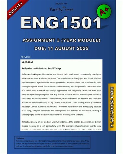 ENG1501 Assignment 3 2025 Year Module DUE 11 August 2025